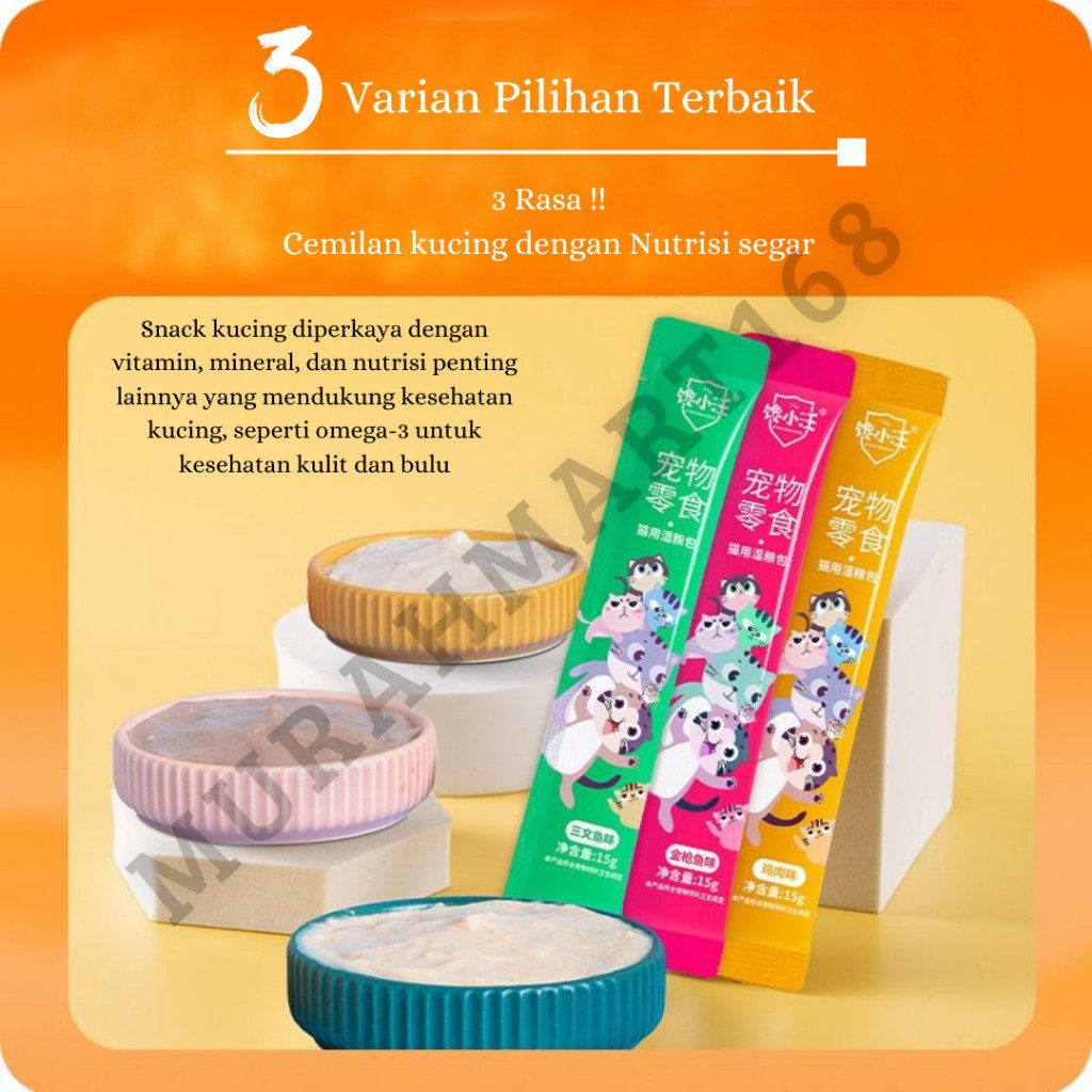 75pcs Snack Kucing Mix / Makanan Hewan Peliharaan/ Strip Kucing Kecil Dan Kucing Besar/ Makanan Wet Cat Food Creamy - Gambar 5