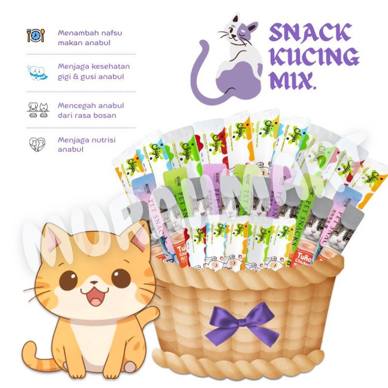 75pcs Snack Kucing Mix / Makanan Hewan Peliharaan/ Strip Kucing Kecil Dan Kucing Besar/ Makanan Wet Cat Food Creamy - Gambar 2